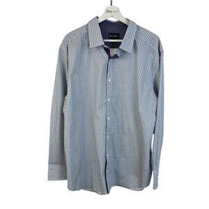 Robert Graham Men's Long Sleeve Button Up Shirt, Allover Print, Flip Cuff, XL